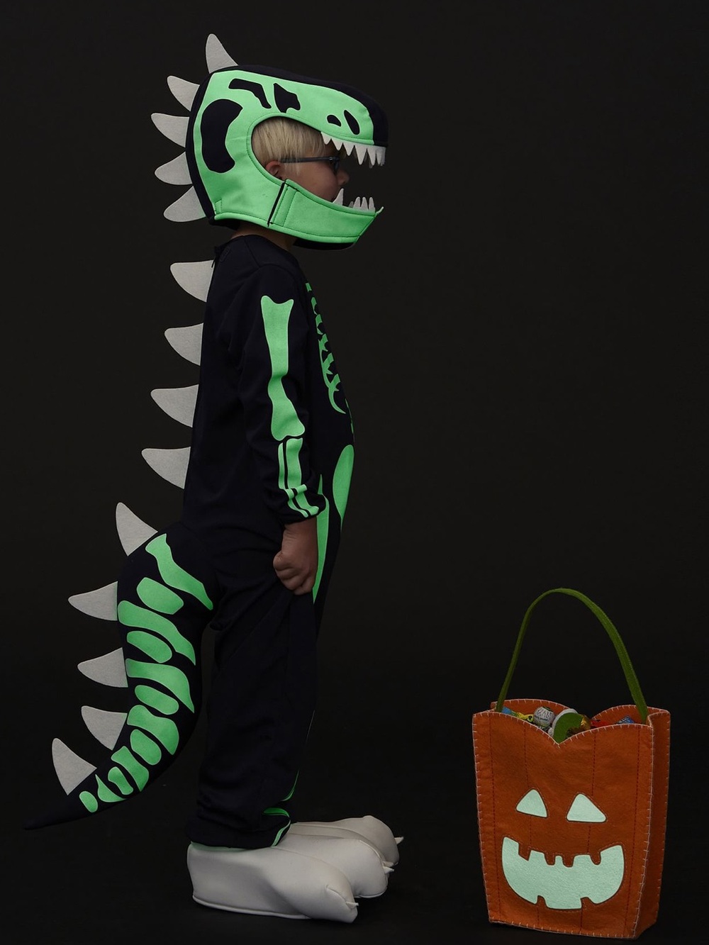 Kids Glow Green Dinosaur Costume - Brand